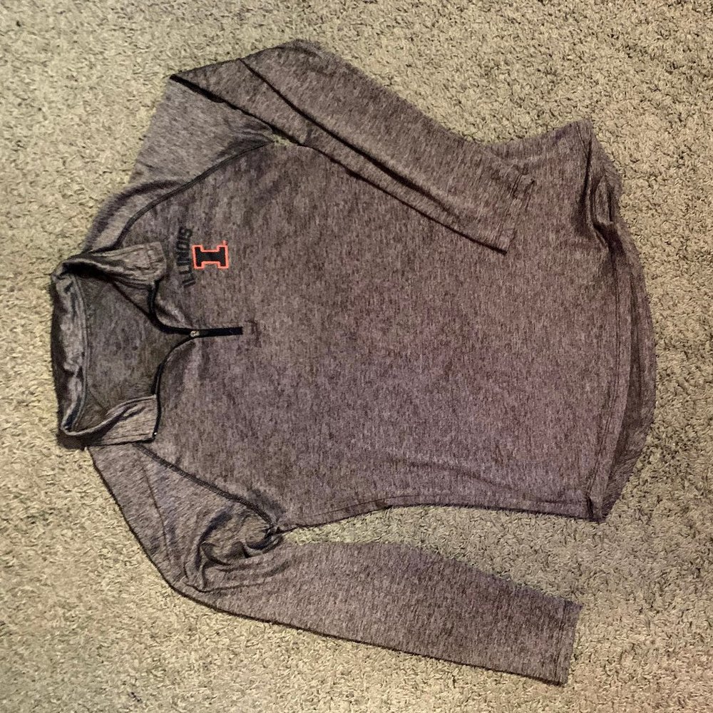 University of Illinois Grey Quarter Zip Pullover